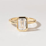 Emerald  Lab Grown Diamond Bezel Style Engagement Ring