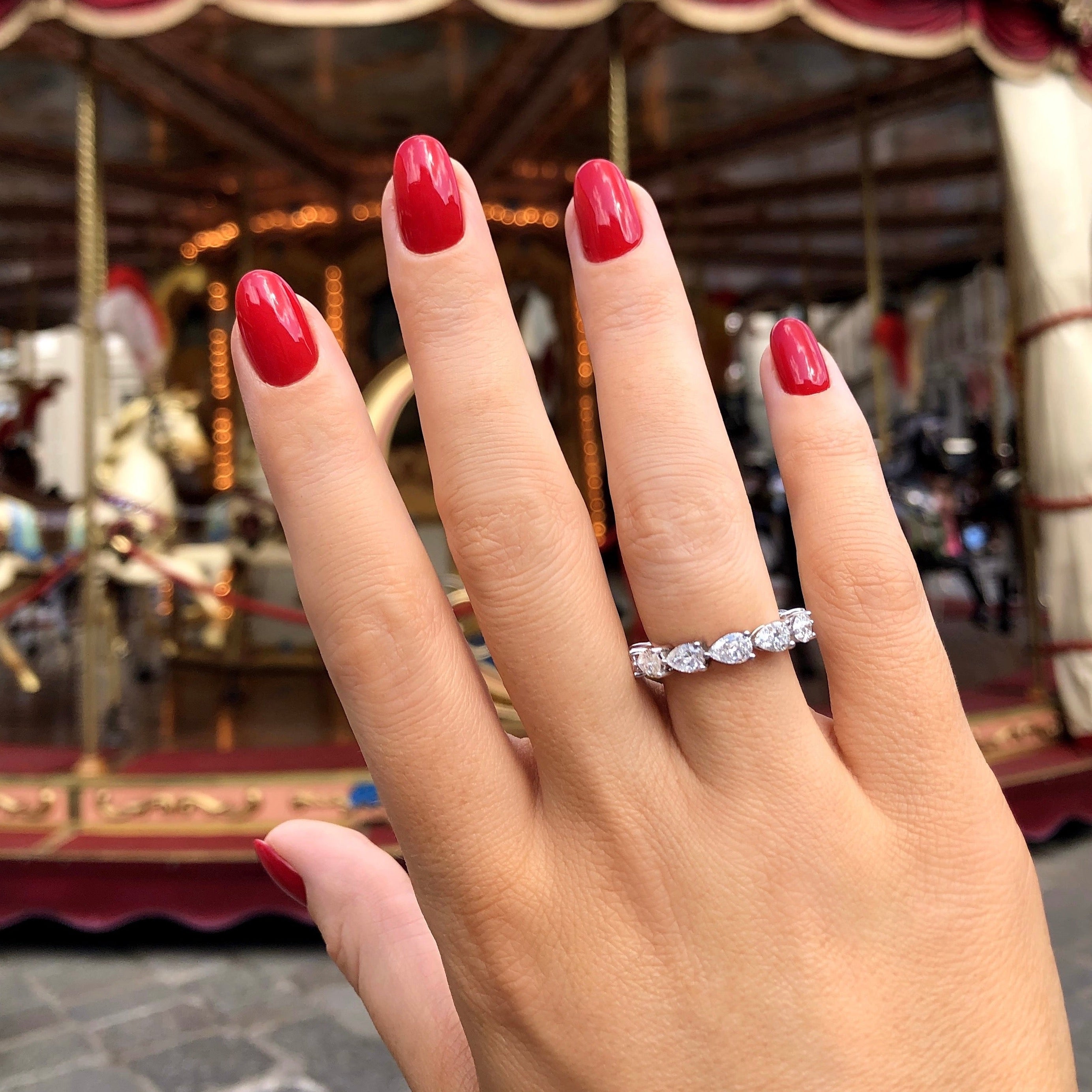 2 CT Pear Full Eternity Lab Grown Diamond Wedding Band