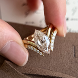 3 CT Champagne Marquise Lab Grown Diamond Bridal Set