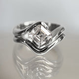1.5 CT Asscher Lab Grown Curved Shank Engagement Ring