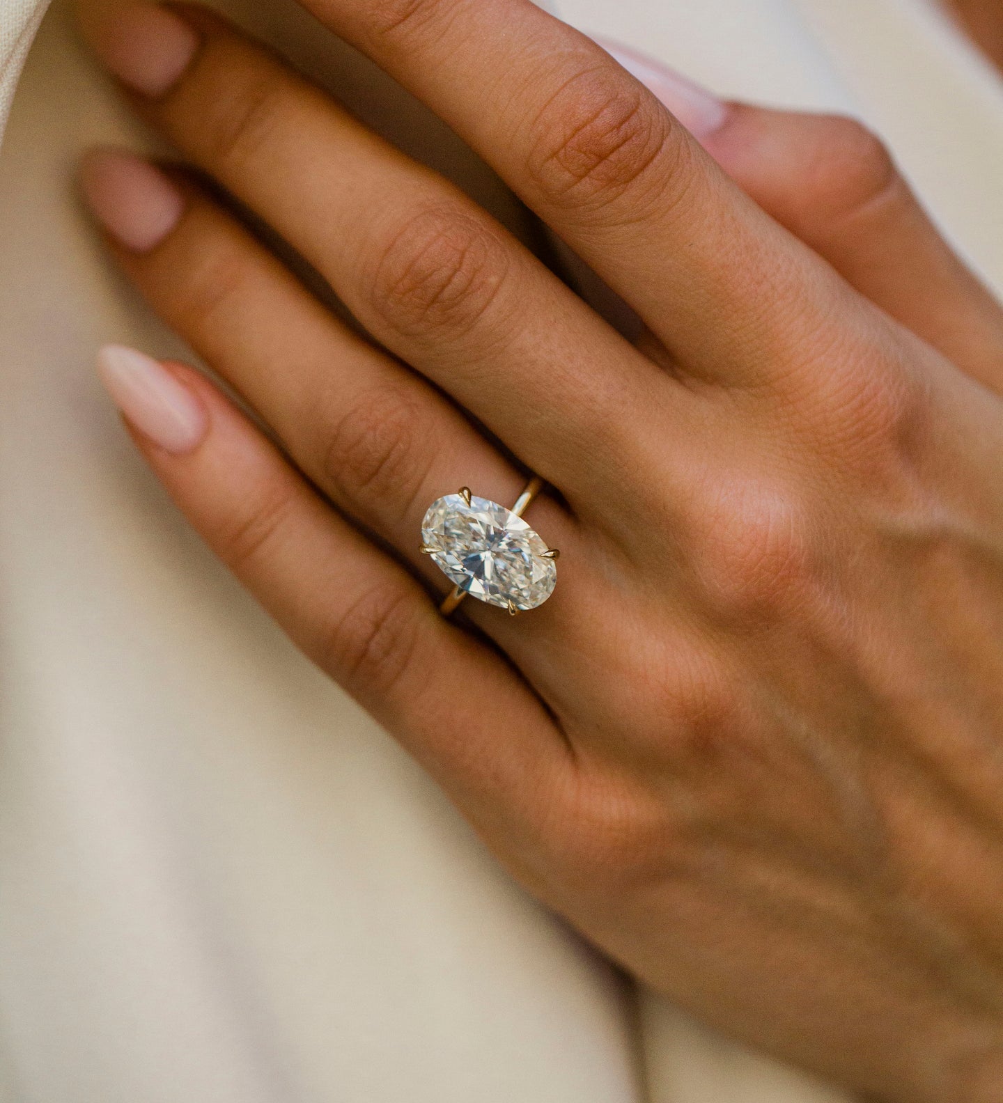 3.5 CT Moval Lab Grown Diamond Solitaire Engagement Ring