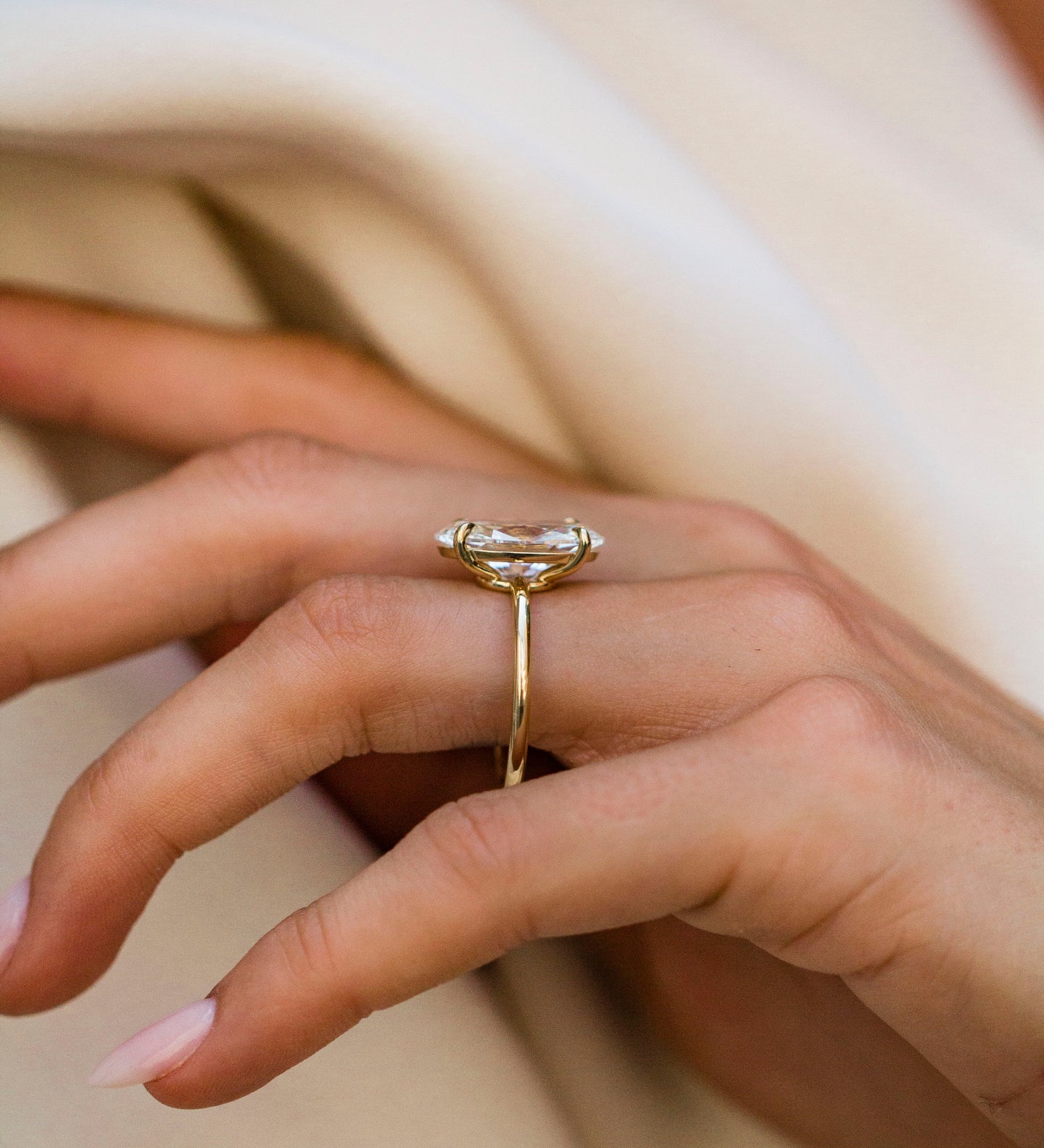 3.5 CT Moval Lab Grown Diamond Solitaire Engagement Ring