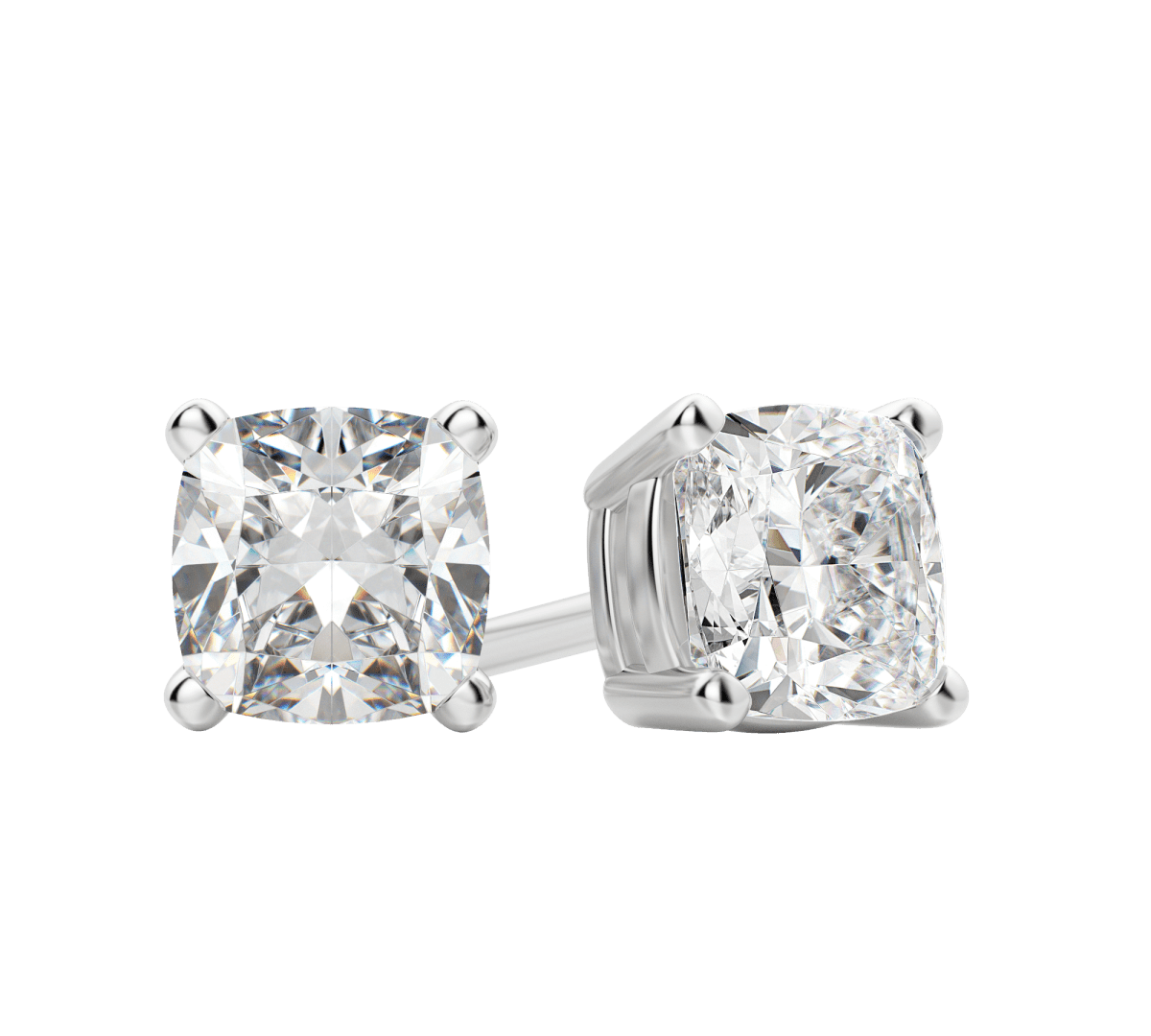 0.50 CT-2.0 CT Cushion Solitaire Lab Grown Diamond Earrings