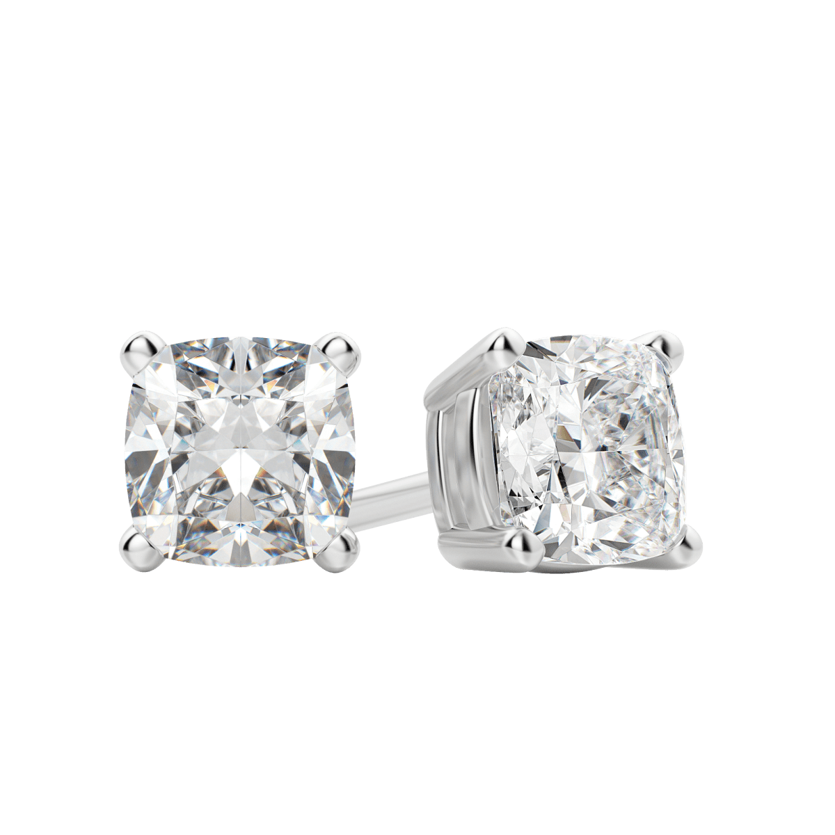 0.50 CT-2.0 CT Cushion Solitaire Lab Grown Diamond Earrings