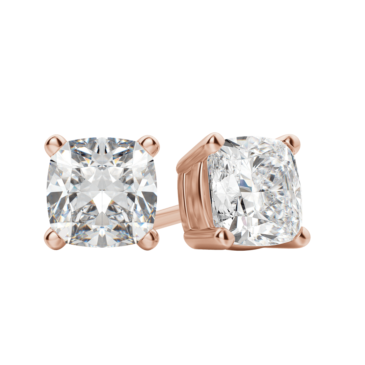 0.50 CT-2.0 CT Cushion Solitaire Lab Grown Diamond Earrings