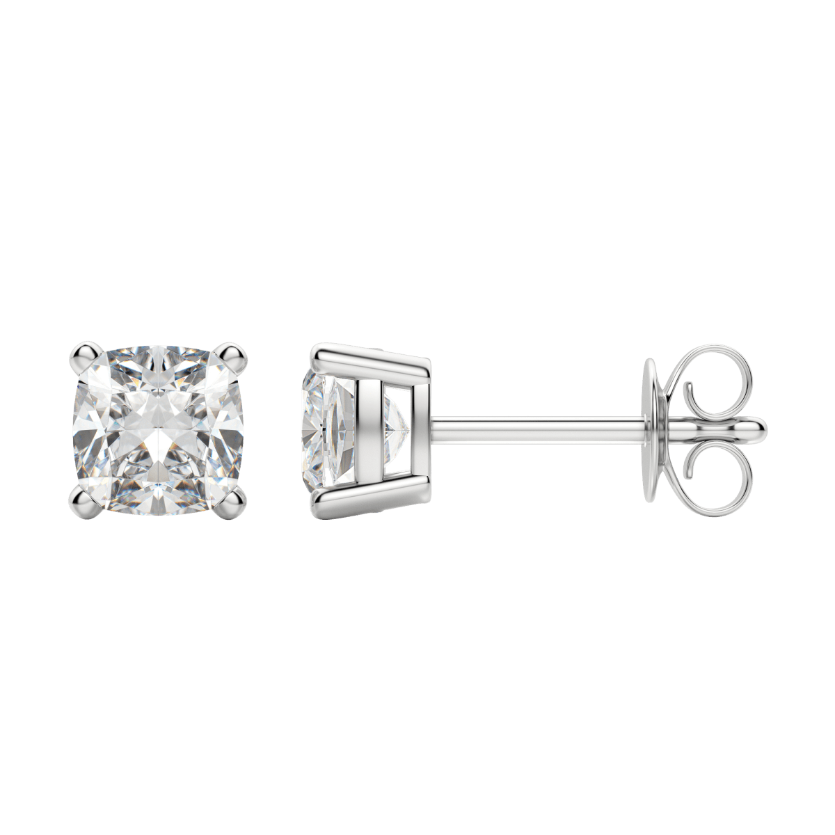 0.50 CT-2.0 CT Cushion Solitaire Lab Grown Diamond Earrings