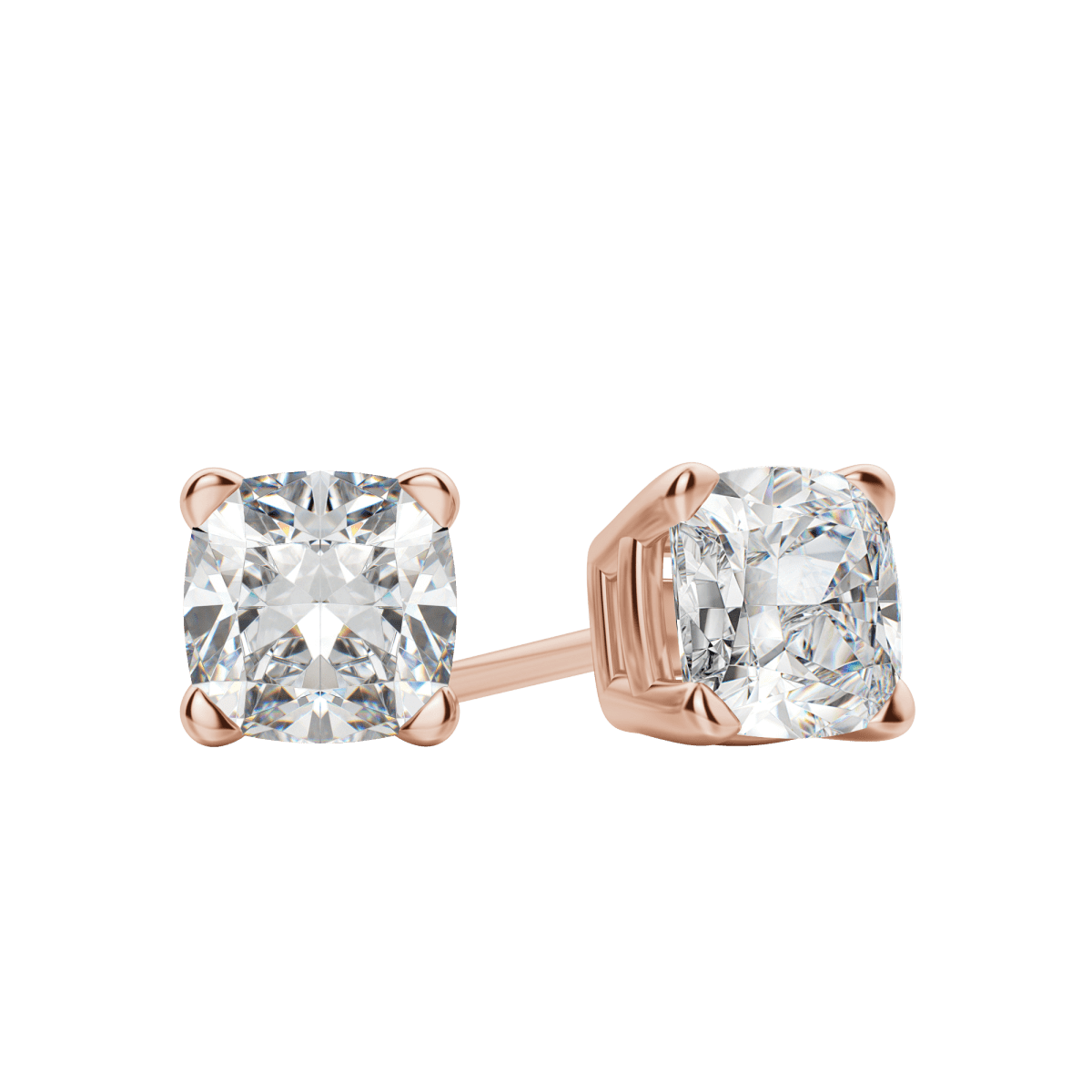 0.50 CT-2.0 CT Cushion Solitaire Lab Grown Diamond Earrings