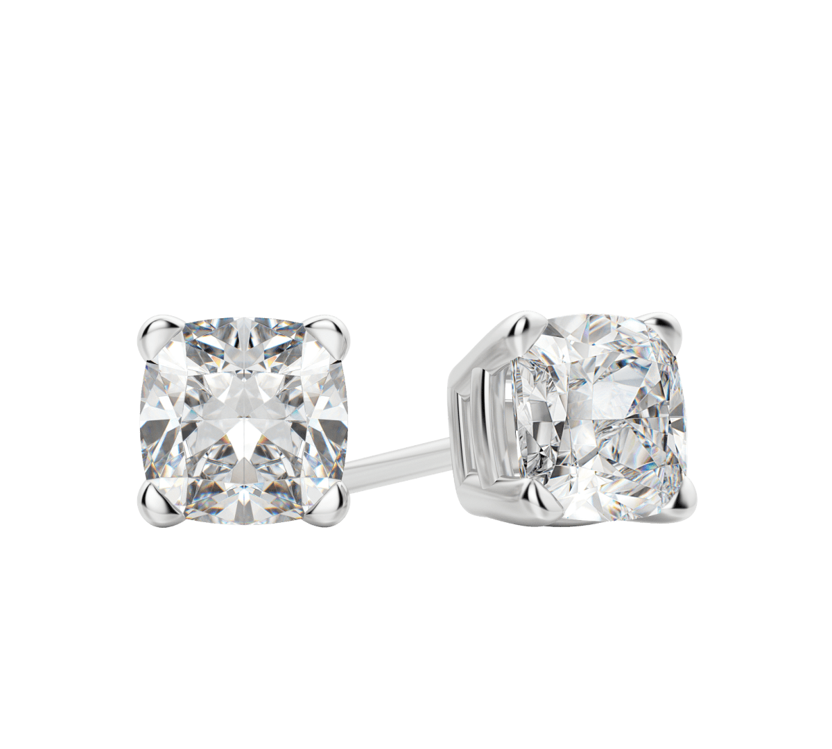 0.50 CT-2.0 CT Cushion Solitaire Lab Grown Diamond Earrings