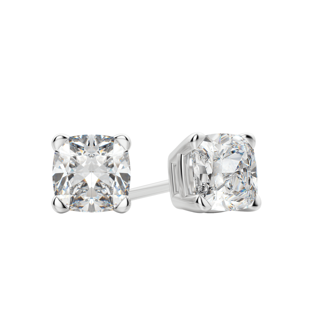 0.50 CT-2.0 CT Cushion Solitaire Lab Grown Diamond Earrings