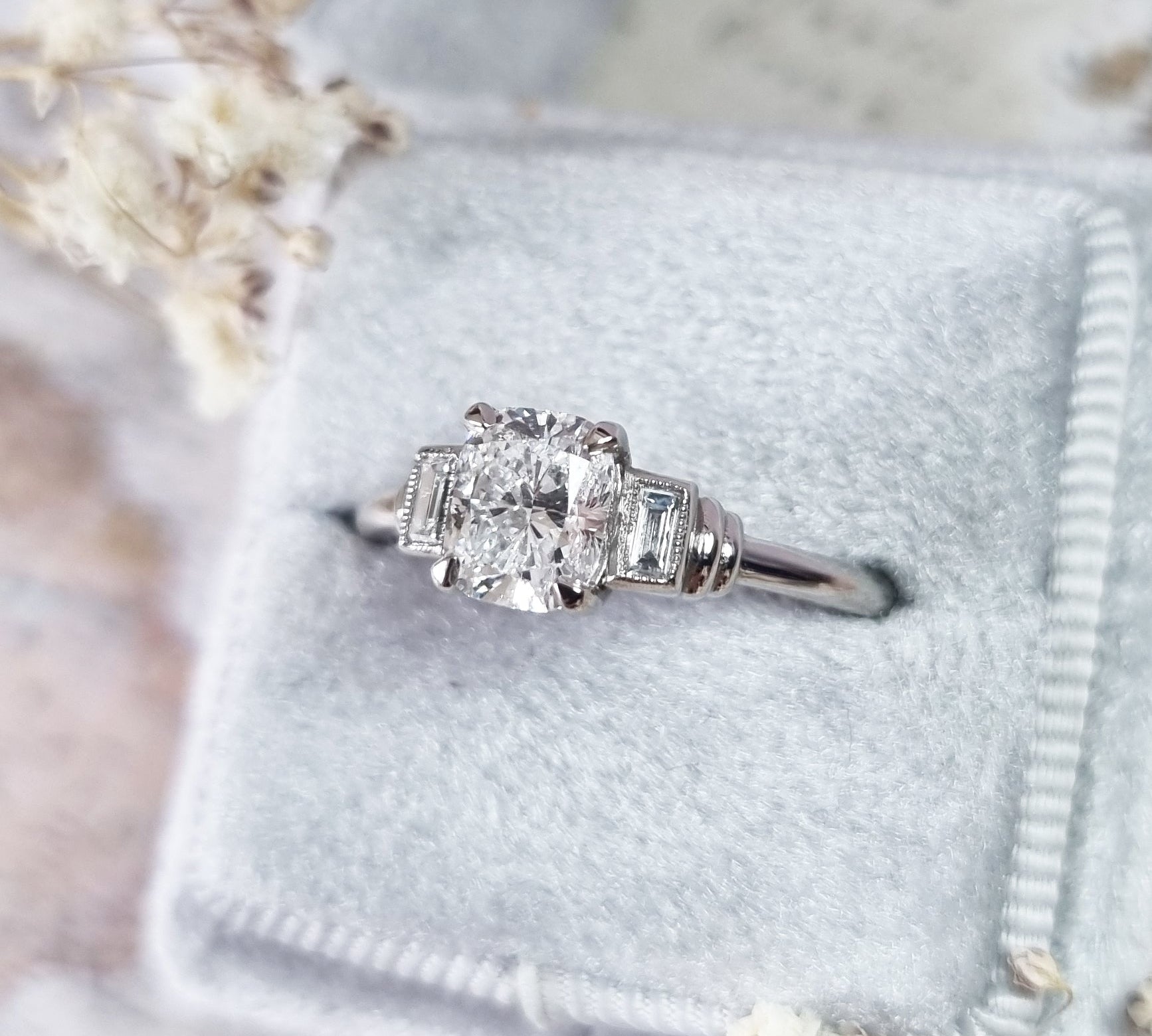 1.0 CT Cushion Three Stone Lab Grown Diamond Engagement Ring