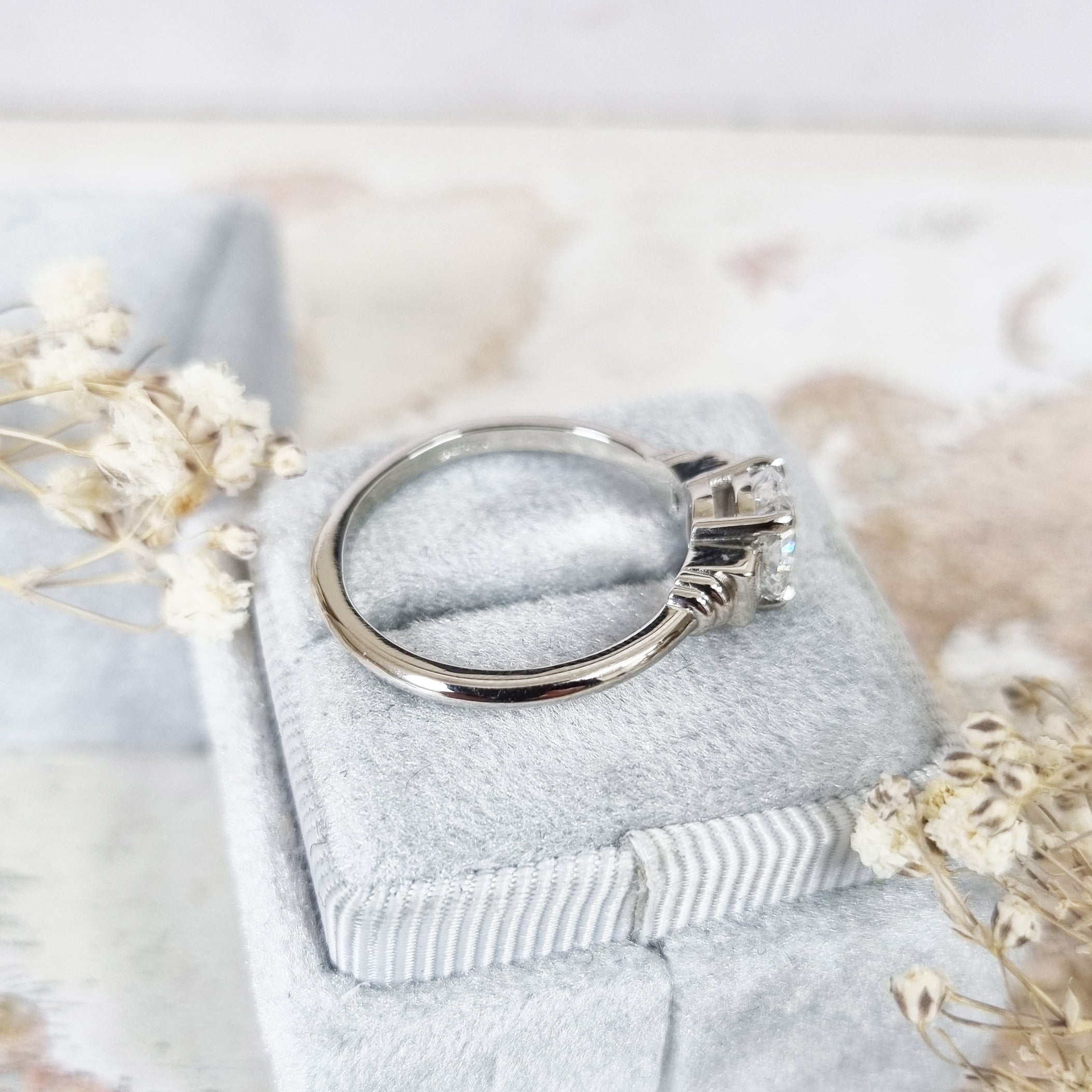 1.0 CT Cushion Three Stone Lab Grown Diamond Engagement Ring