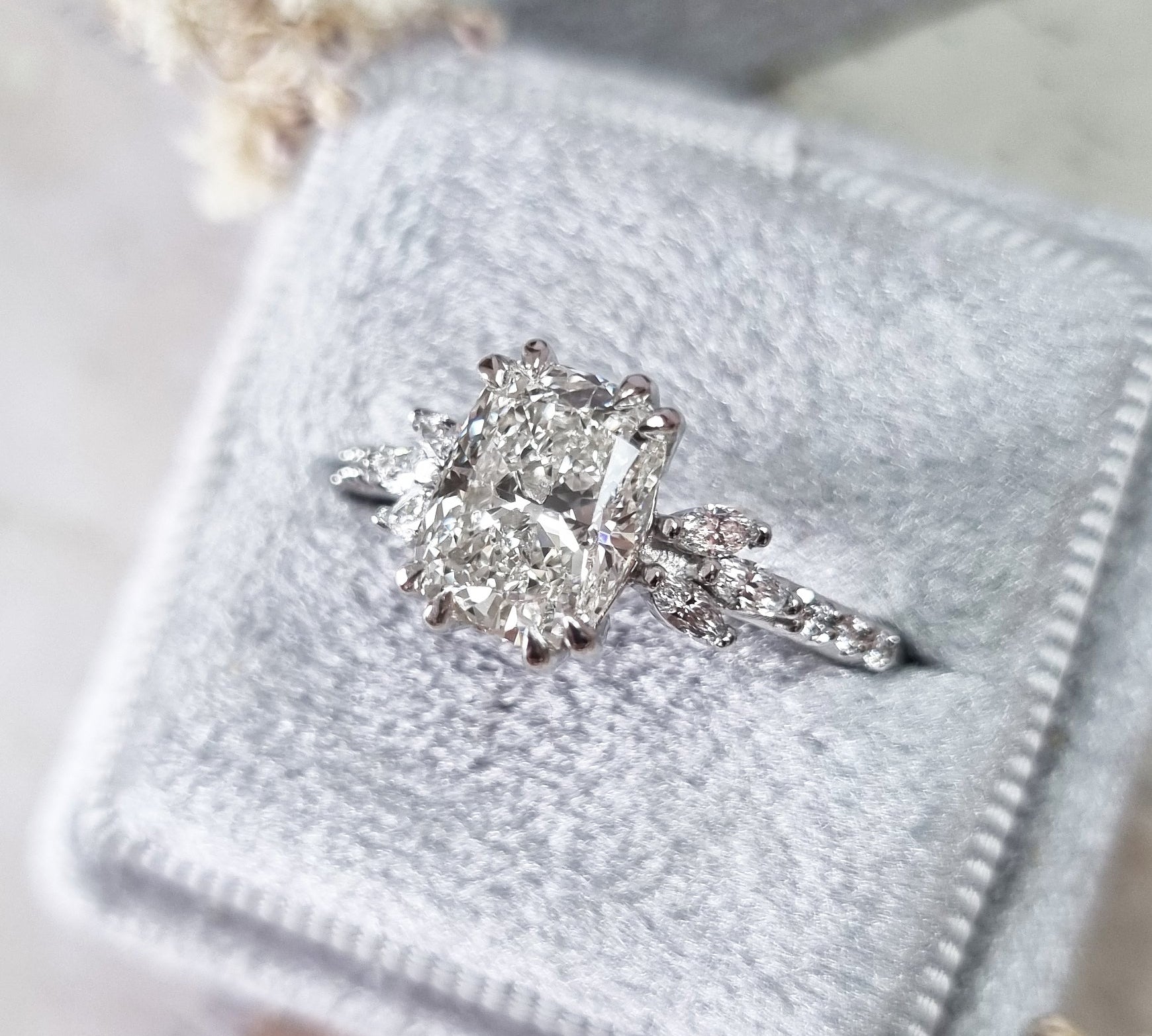 Cushion Cluster Lab Grown Diamond Engagement Ring