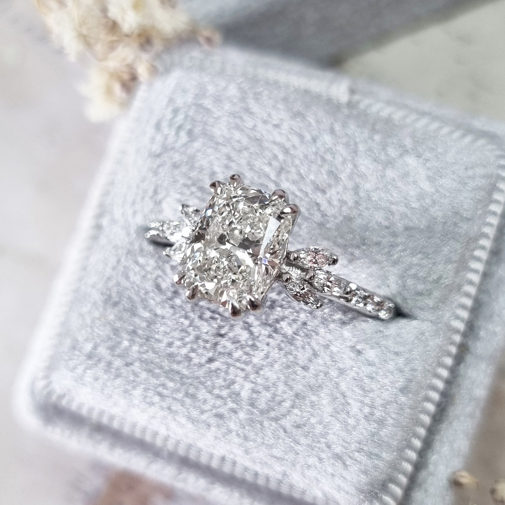 Cushion Cluster Lab Grown Diamond Engagement Ring