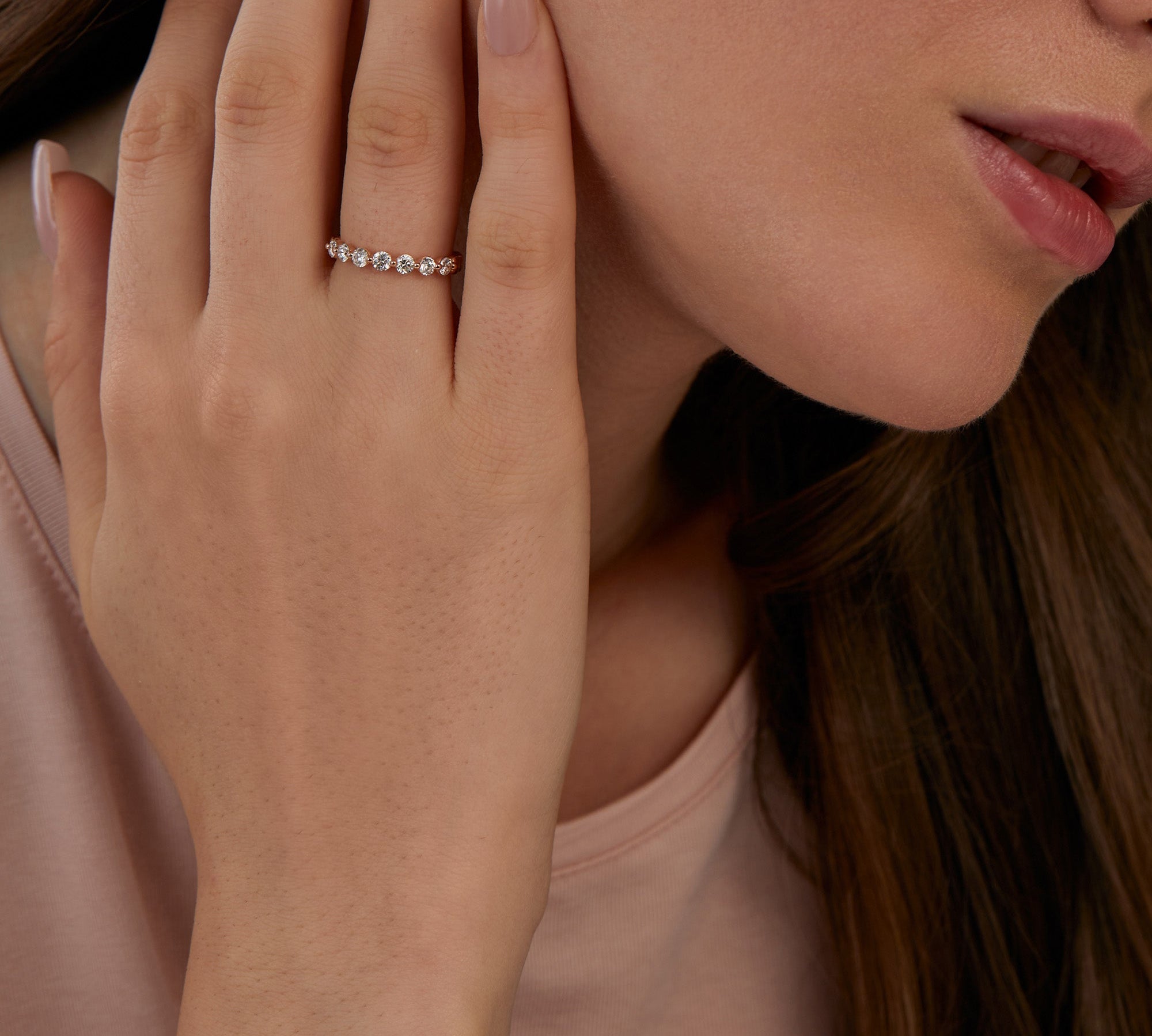 0.58 CT Round Full Eternity Lab Grown Diamond Wedding Band