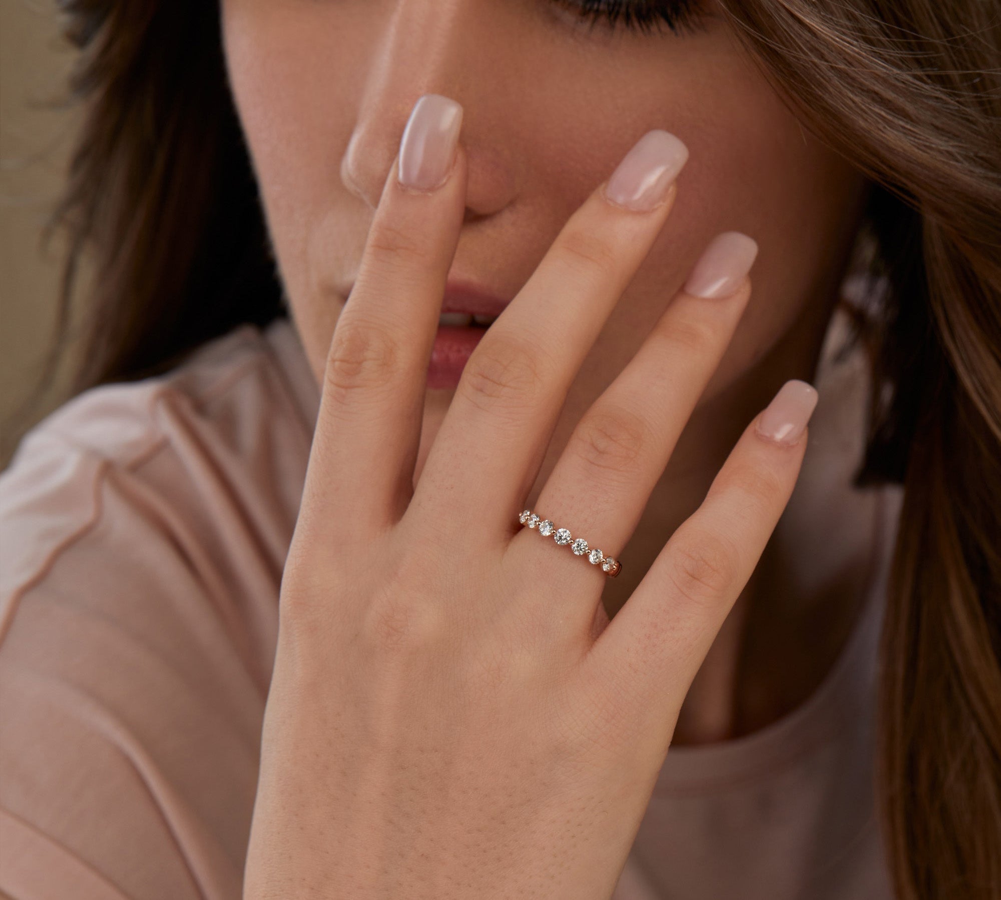 0.58 CT Round Full Eternity Lab Grown Diamond Wedding Band