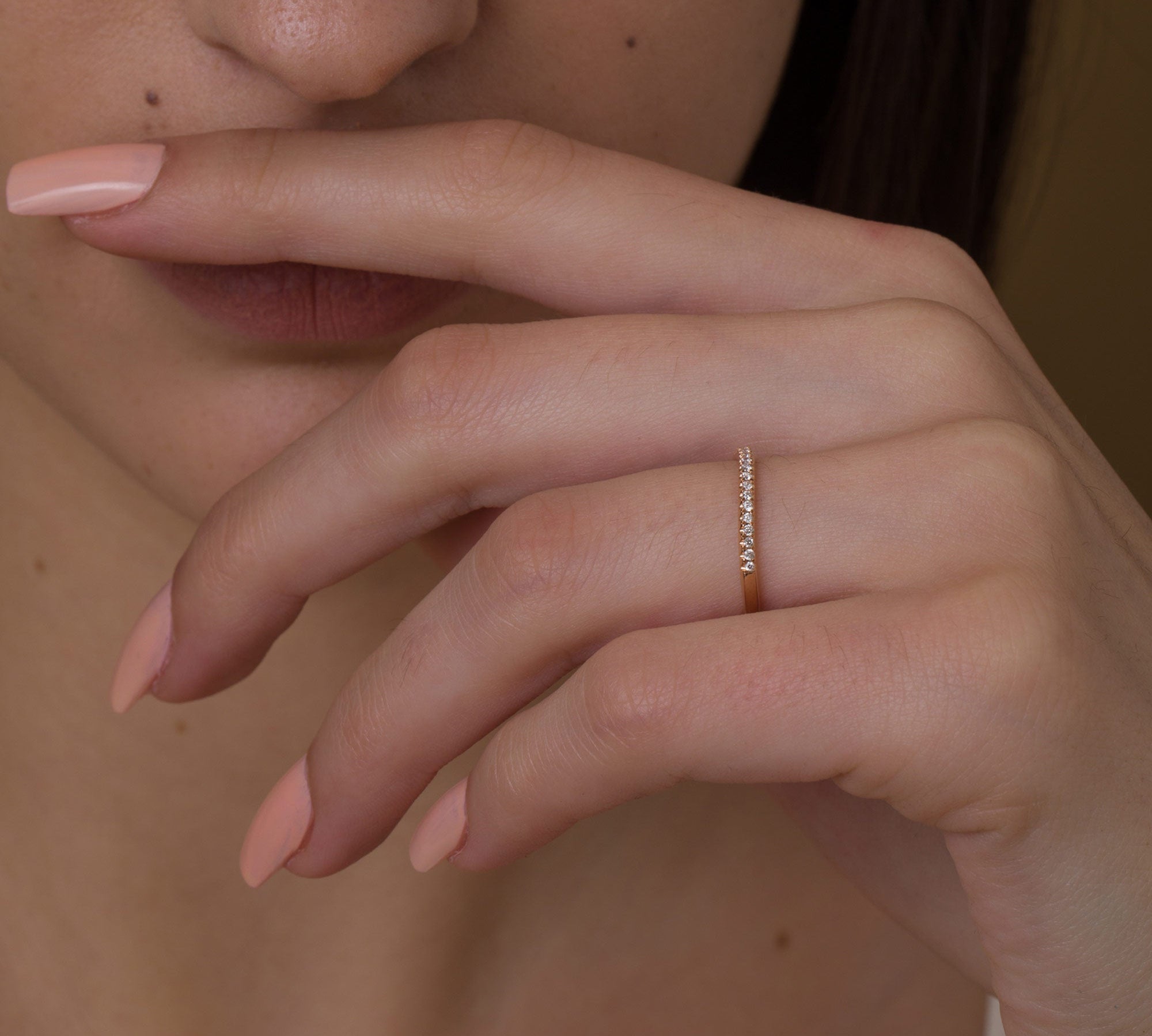 0.18 CT  Round Half Eternity Lab Grown Diamond Wedding Band