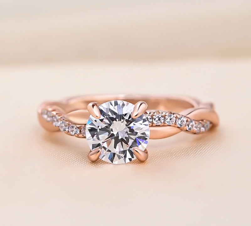 Round Twisted Pave Lab Grown Diamond Engagement Ring