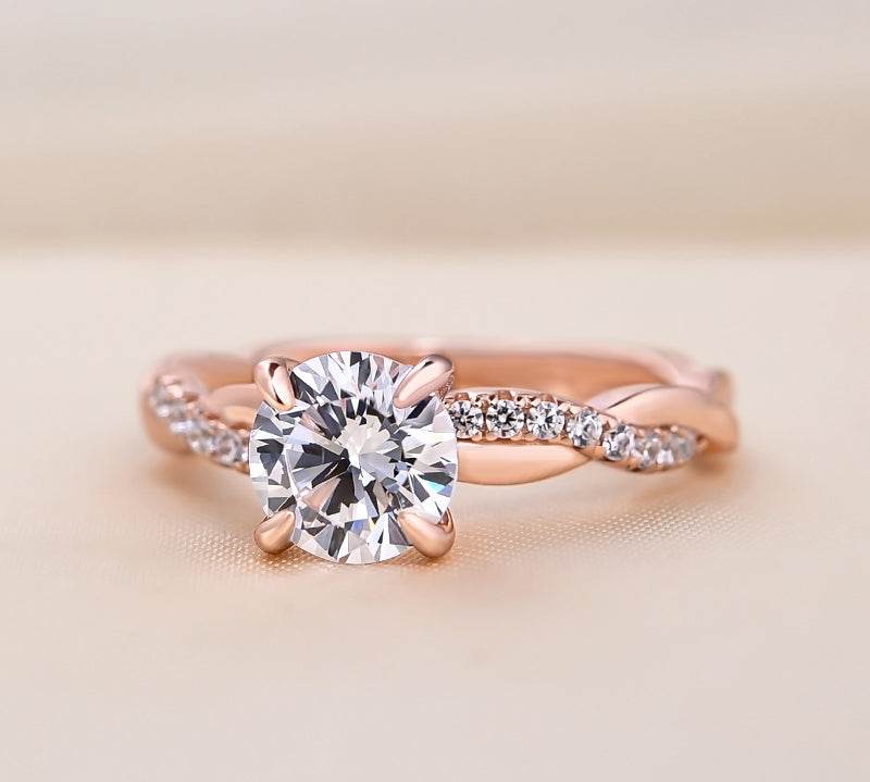 Round Twisted Pave Lab Grown Diamond Engagement Ring