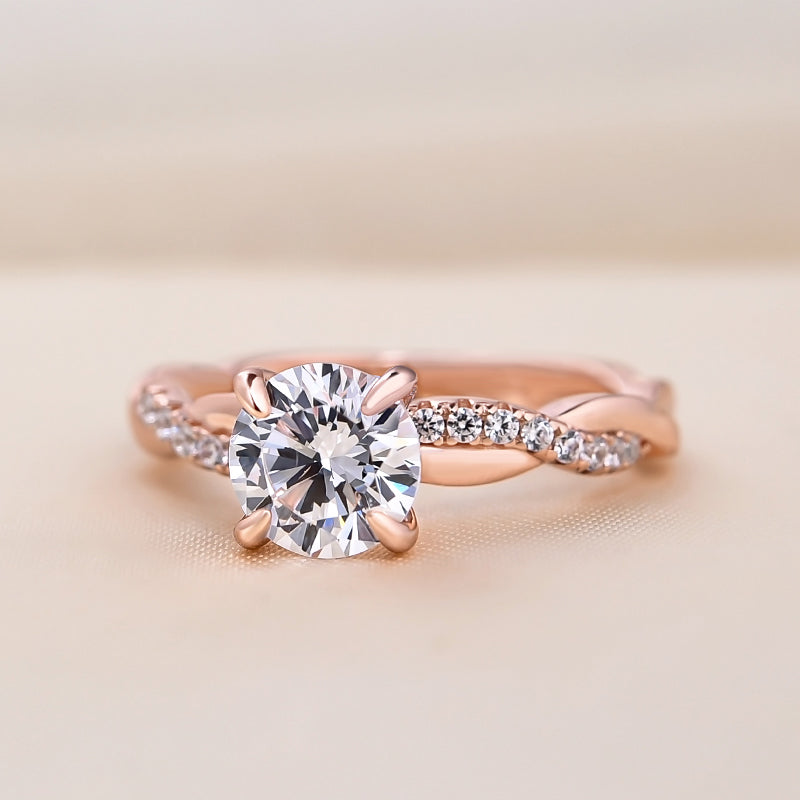 Round Twisted Pave Lab Grown Diamond Engagement Ring