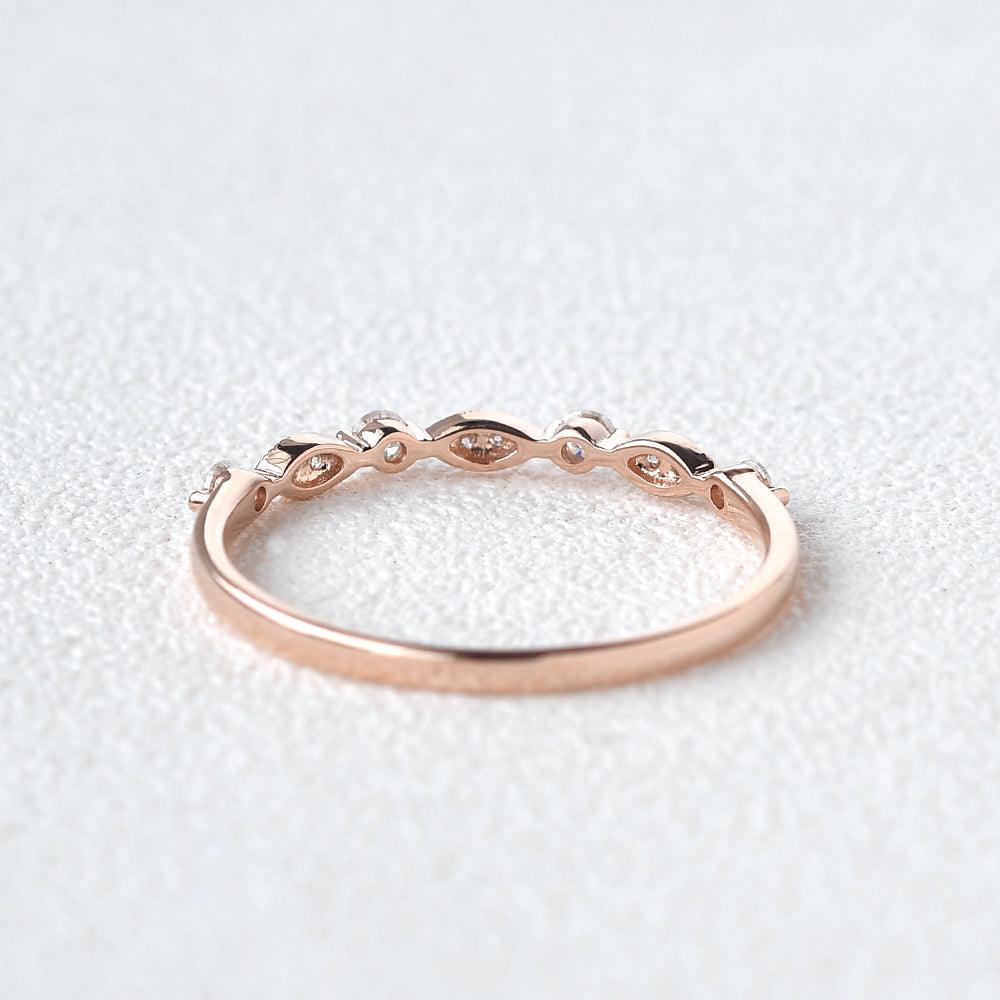 0.12 CT Round Cut Milgrain Moissanite Wedding Band 5