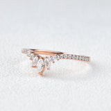 0.36 CT Marquise And Round Curved Moissanite Wedding Band 4