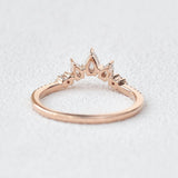 0.2 CT Marquise And Round Curved Moissanite Wedding Band 4