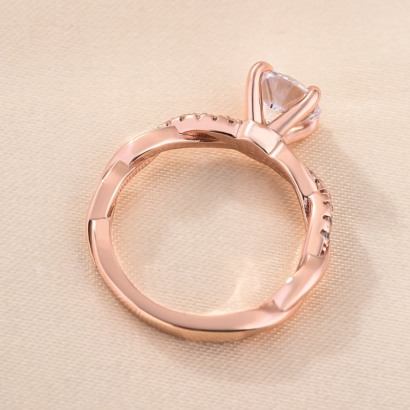 Round Twisted Pave Lab Grown Diamond Engagement Ring