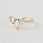 0.6 CT Marquise And Pear Cut Cluster Moissanite Wedding Band 4