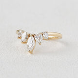 0.6 CT Marquise And Pear Cut Cluster Moissanite Wedding Band 4
