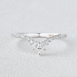0.36 CT Marquise And Round Curved Moissanite Wedding Band 1