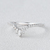 0.36 CT Marquise And Round Curved Moissanite Wedding Band 5