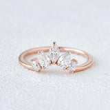 0.6 CT Marquise And Pear Cut Cluster Moissanite Wedding Band 7