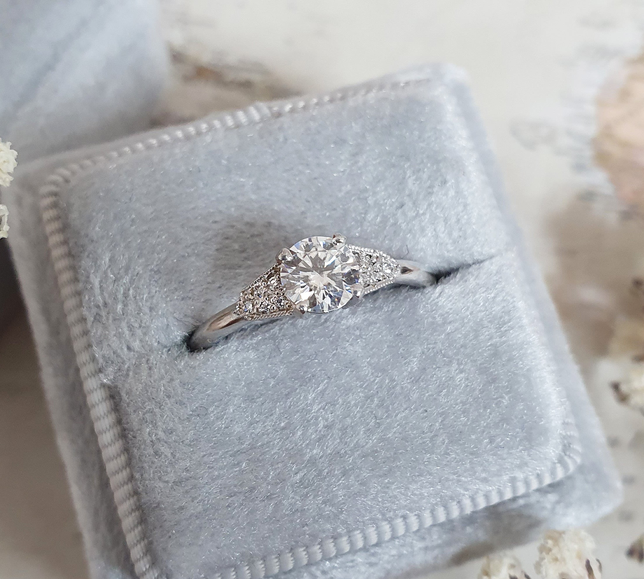 Round Pave Lab Grown Diamond Engagement Ring