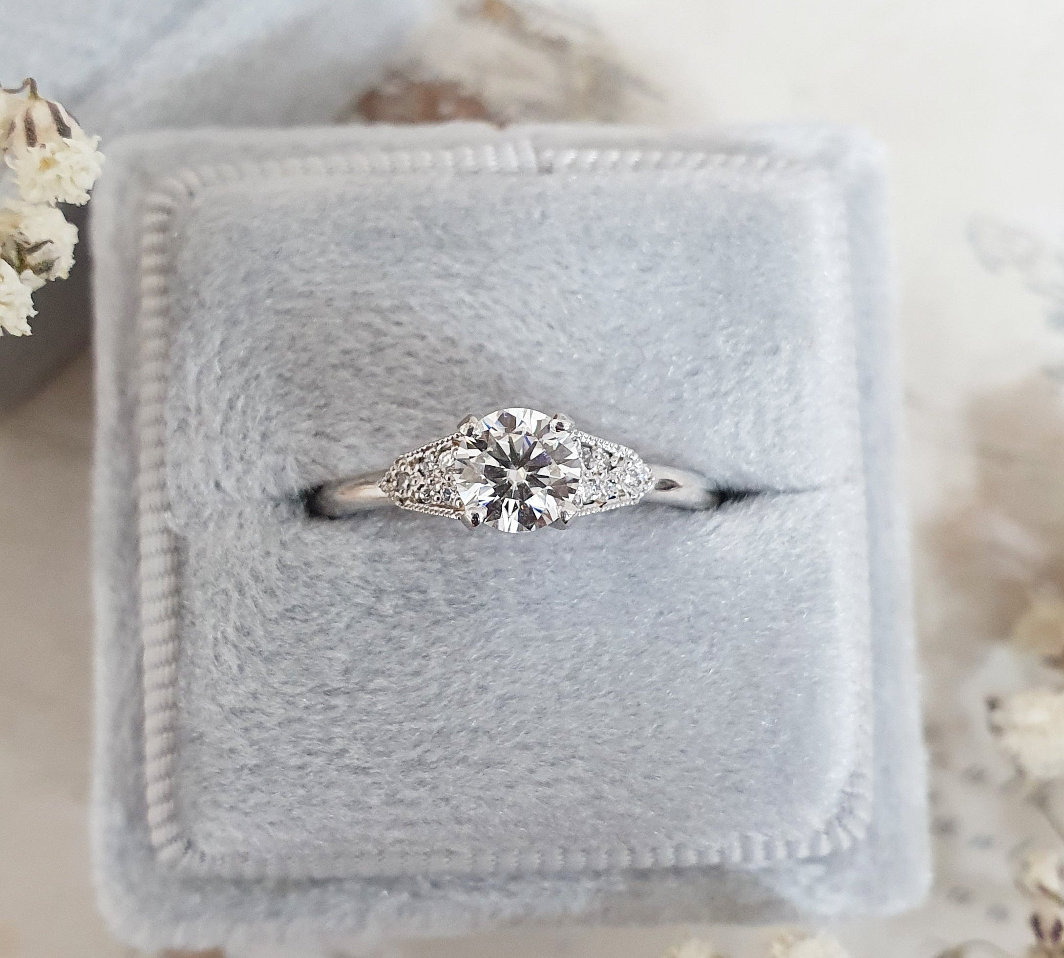 Round Pave Lab Grown Diamond Engagement Ring