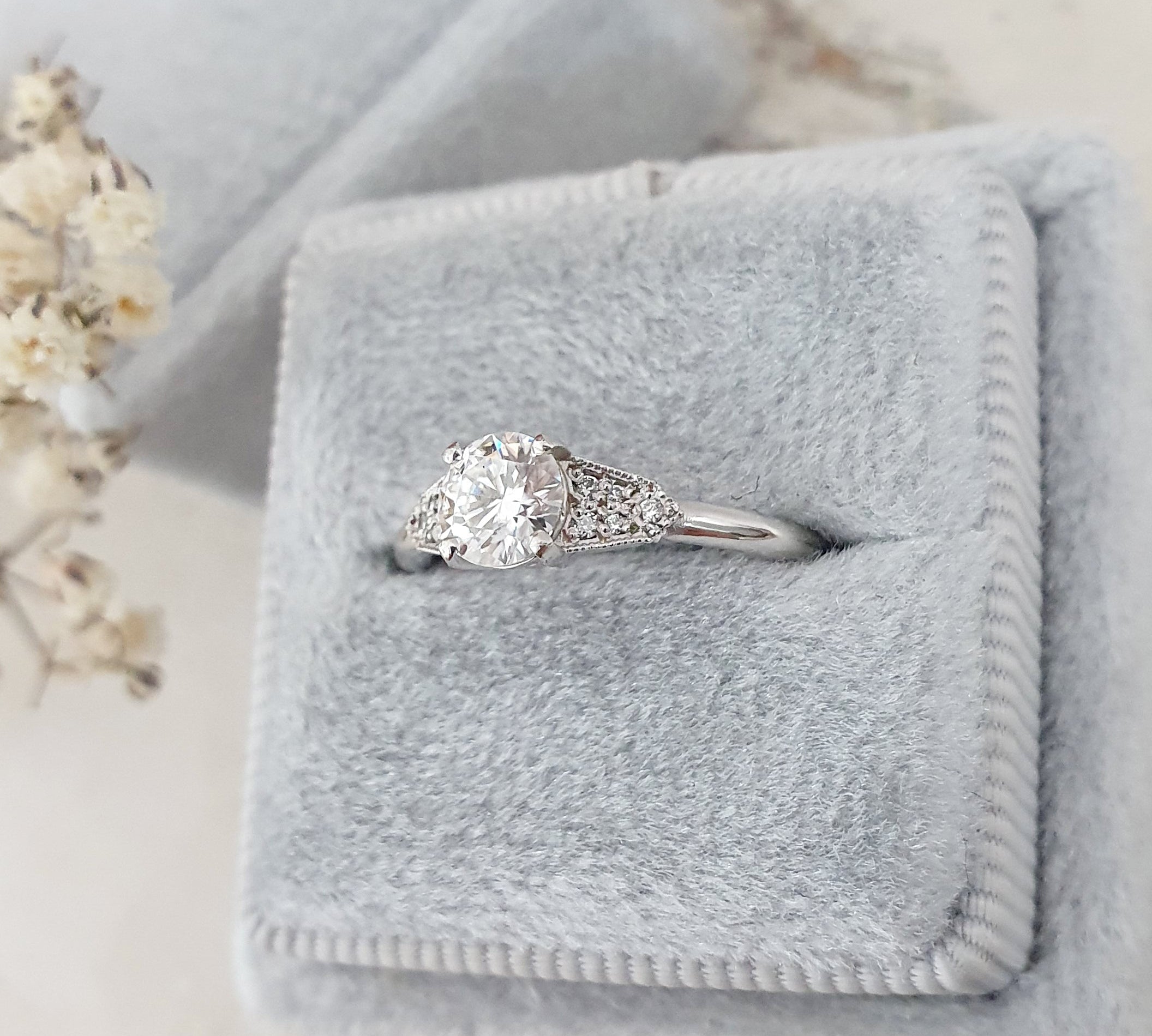 Round Pave Lab Grown Diamond Engagement Ring