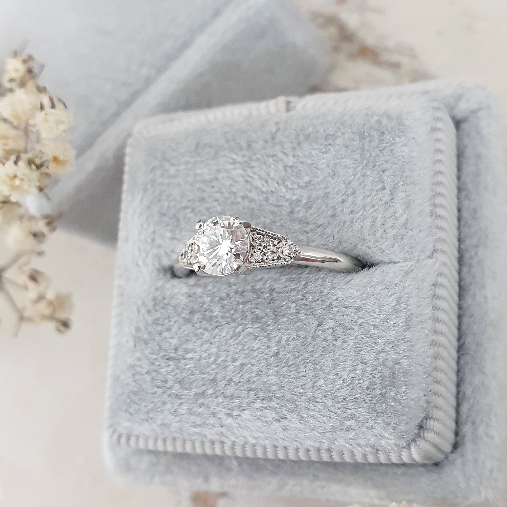 Round Pave Lab Grown Diamond Engagement Ring