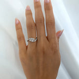 1.0 - 2.0 CT Oval Cut Lab Grown Diamond Pavé Unique Setting Engagement Ring