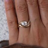 1.0 - 2.0 CT Pear Cut Lab Grown Diamond Pavé Unique Setting Engagement Ring