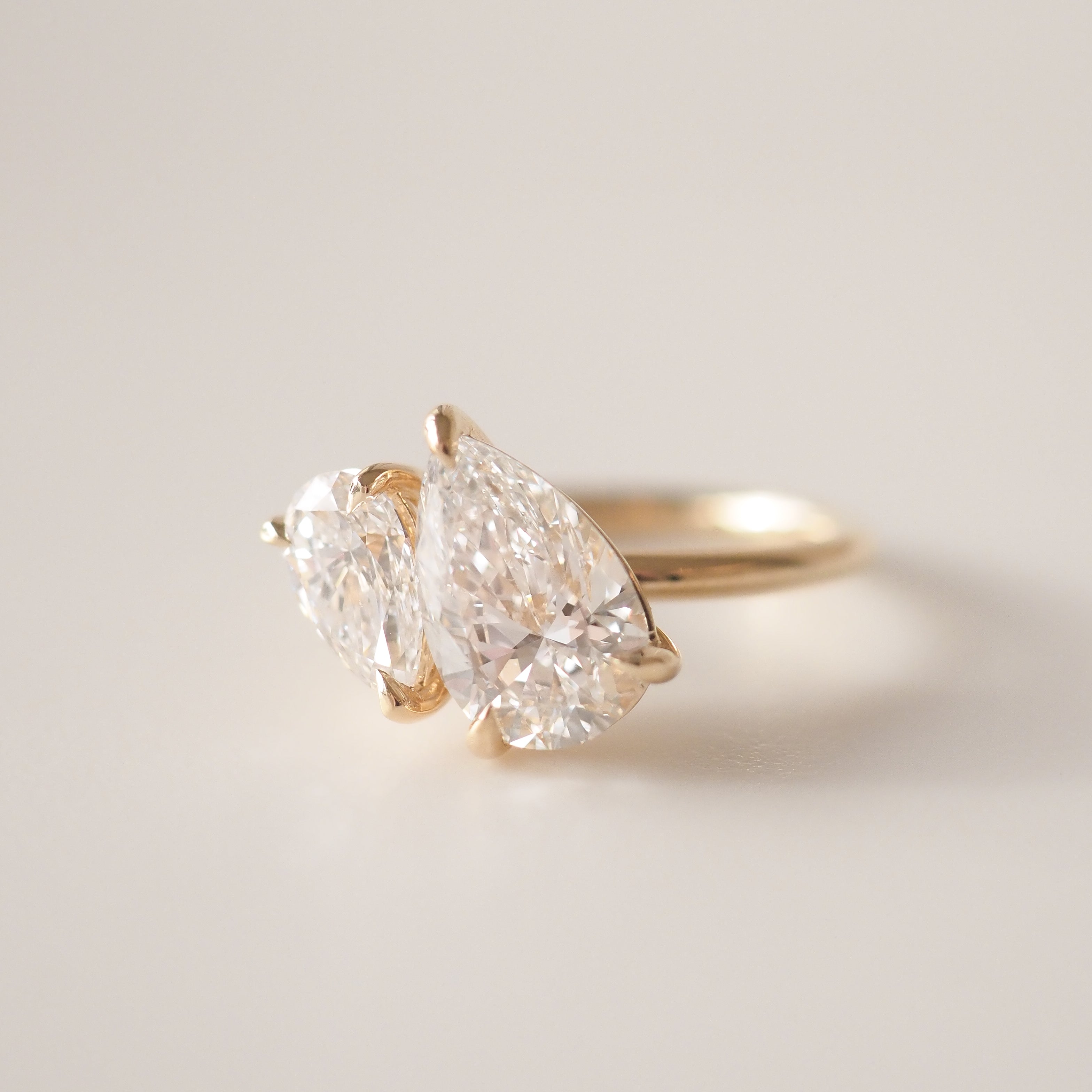 1.5 TCW Pear Two Stone Moissanite Engagement Ring