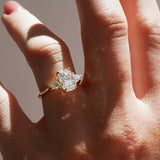 Elongated Cushion Three Stone Moissanite Engagement Ring