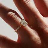 Elongated Cushion Solitaire Moissanite Engagement Ring