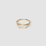 Emerald Three Stone Moissanite Engagement Ring
