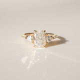 Elongated Cushion Three Stone Moissanite Engagement Ring