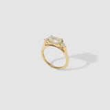 Emerald Three Stone Moissanite Engagement Ring