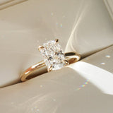 Elongated Cushion Solitaire Moissanite Engagement Ring