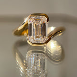 1.0 - 3.0CT Emerald Shaped Lab Grown Diamond Bypass Style Engagement Ring