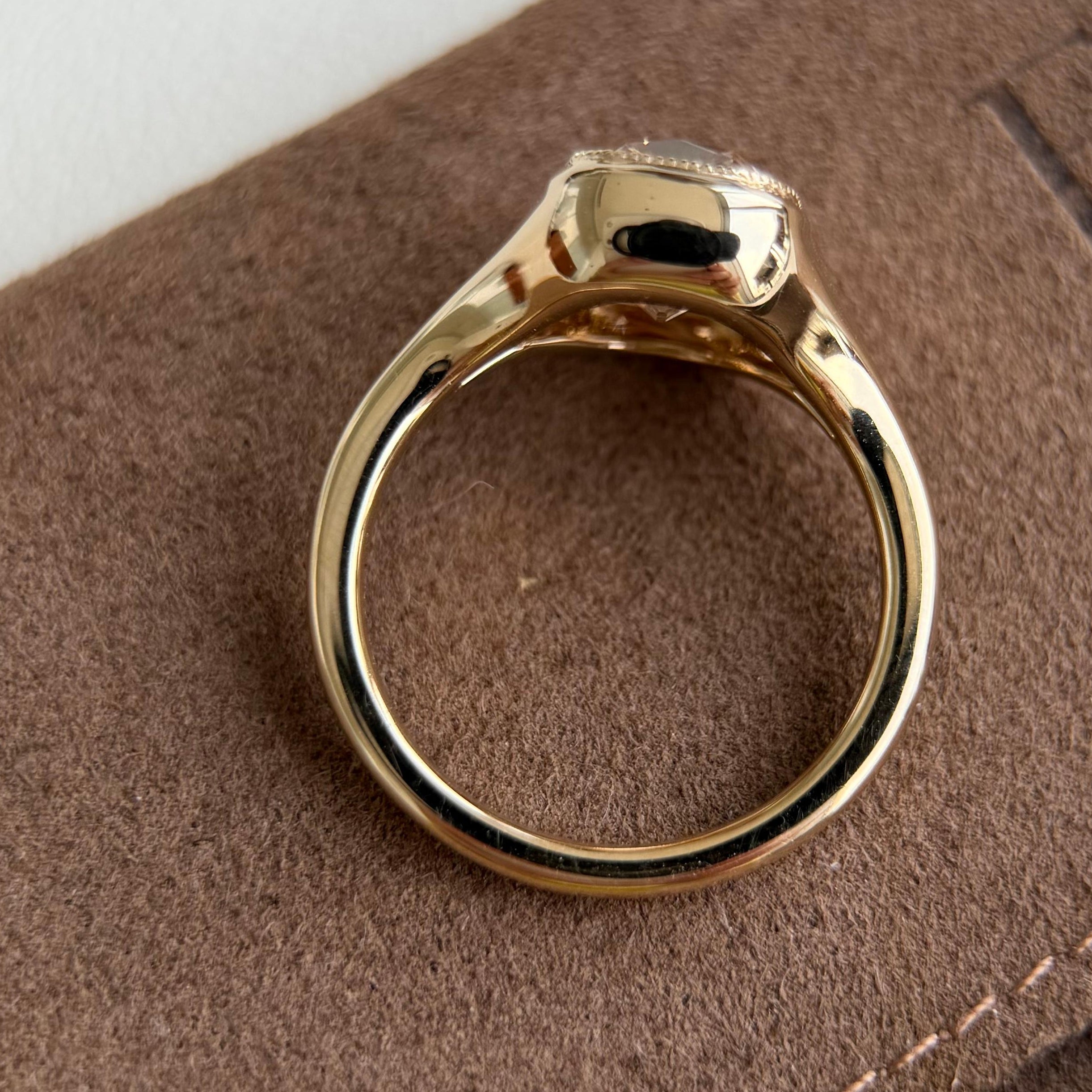 3 CT Champagne Old Mine Elongated Cushion Lab Grown Diamond Ring