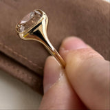 3 CT Champagne Old Mine Elongated Cushion Lab Grown Diamond Ring