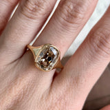 3 CT Champagne Old Mine Elongated Cushion Lab Grown Diamond Ring