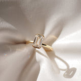 1.5 CT Emerald Shaped Half Bezel Lab Grown Diamond Engagement Ring